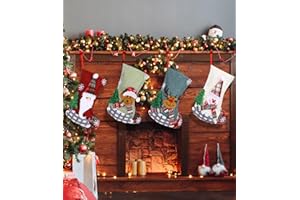 Bixury Skarpety bożonarodzeniowe, 4 sztuki, skarpety bożonarodzeniowe, kominek, buty Mikołaja do napełniania i zawieszenia, w 4 słodkich wzorach 3D, dekoracja bożonarodzeniowa, choinka, ściana, schody