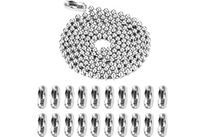 Clyhon Kugelkette Durchmesser Kugelkette Edelstahl Meterware Durchmesser Perlenkette Verlängerung Perlen Rollenkette mit 20 Passenden Anschlüssen (3 Meter / 9,8 Fuß)