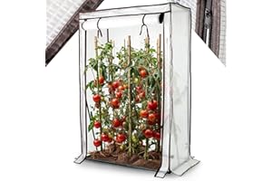 Arebos Tomatengewächshaus Foliengewächshaus | Gewächshaus klein | Tomatenhaus, Treibhaus mit Tür zum Aufrollen | 100 x 50 x 150 cm Frühbeet, Gemüse, Blumen, Obst, Garten | Gewächshausfolie