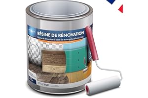 ATOUT RÉSINES Peinture carrelage salle de bain et cuisine Résine polyuréthane de rénovation Multi supports, toutes pièces à vivre Intérieur/Extérieur et son rouleau adapté. (Taupe Satin)