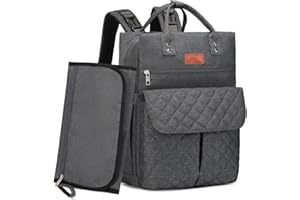 Myhozee Plecak do przewijania, wodoszczelny, duża pojemność, torba podróżna z podkładką do przewijania i pasami do wózka dziecięcego, dla mamy i taty