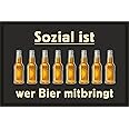 RAHMENLOS Fußmatte Türmatte Schmutzfangmatte: Sozial ist, wer Bier mitbringt 232