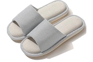 JIJIe Slippers for Women Men Linen Slippers Open Toe House Shoes Summer Sandals for Indoor Outdoor Bedroom