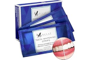 ECLAT SKINCARE 𝗪𝗜𝗡𝗡𝗘𝗥 𝟮𝟬𝟮𝟯* Premium Teeth Whitening Strips - 28 Peroxide Free (14 Sessions) Professional Kit Safe for Enamel Sensitive Whitener Stain Remover All Smiles