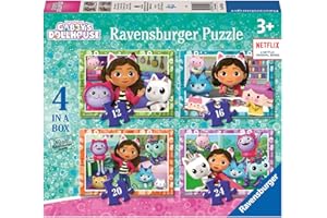 Ravensburger Gabby’s Dollhouse Jigsaw Puzzles for Kids Age 3 Years Up - 4 in a Box (12, 16, 20, 24 Pieces) - Educational Toys for Toddlers