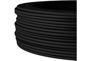 ‎LIGHTSTOCK Textilkabel für flexible Elektroinstallation (H05VV-F), Stoffkabel 3x1.5mm², Aufputz-Textilkabel, Installationskabel, Schwarz - 5 Meter