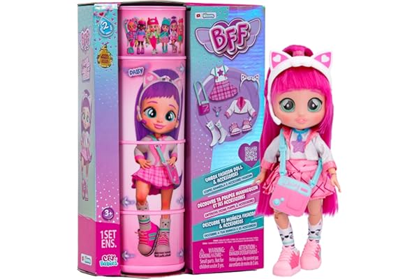 BFF Cry Babies S2 Daisy | Poupée Fashion à Collectionner avec Cheveux Longs, Vêtements en Tissu et 9 Accessoires - Jouet-Cadeau pour Filles et garçons de +5 Ans