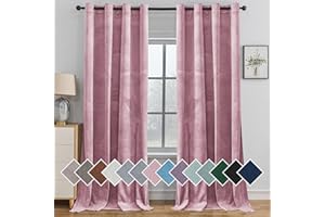 ‎YSTYLE Ystyle Gardinen Samt 2er Set, Thermovorhang Kälteschutz, Vorhänge Blickdicht Mit Ösen, Verdunkelungsvorhang, Curtains, Thermovorhang Hitzeschutz, Verdunklungsvorhänge Für Wohnzimmer, Rosa