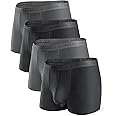 David Archy Men's 4 Pack Underwear Micro Modal Separate Pouches Trunks with Fly (Black/Dark Gray,M)