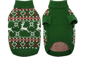 KONVINIT Hundepullover Weihnachten Winter Warmer Hunde Weihnachtspullover Rentier Haustierpullover Kleine Mittelgroße Hunde,Ideal für Welpe,Katze,Hund,Weihnachten,Green XL