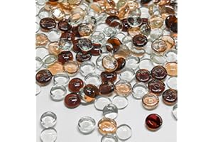 Hiziwimi 400Pcs Decorative Glass Pebbles, 1800g Pack Size,17-20MM Round Flat Smooth Glass Gem Flat Stone Beads, Aquarium Garden Pot Deco, Craft Vase Stuffing