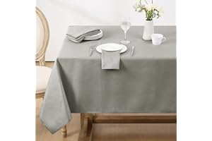 Softalker Tovaglia Rettangolare 180x140 cm Antimacchia Grigio con Motivo a Righe Jacquard Tovaglie Autunnale 8-10 Posti per Protezione Tavolo Elegante Decorare Primaverile, Compleanni e Feste, 1 pezzo