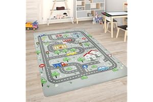‎PACO HOME Paco Home Kinderteppich Teppich Kinderzimmer Spielmatte Straßenteppich Spielteppich, Grösse:155x230 cm, Farbe:Grau