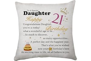 Hasodeo Daughter 21st Birthday Gifts Birthday Cushion Cover for Daughter from Mum Dad Pillow Cover Cushion Cover Daughter In Law Birthday Present (21st)