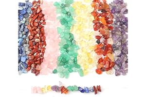 HERZONE circa 430 pezzi, 7 pietre preziose chakra, perle di pietra naturale, da infilare, per braccialetti fai da te (7 chakra)