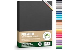 ‎LEEVITEX Premium Spannbettlaken, extra schwer und dick, 97% Mako-Jersey-Baumwolle und 3% Elasthan, auch Boxspringbett geeignet, 200 x 220-220 x 240 cm, Anthrazit/Grau