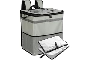 OGEFOTED Pizza Delivery Backpack, Insulated Food Delivery Bag, Large Thermal Food Warmer Transport Carrier Bags for Hot or Cold Food - 13"x10"x16", Grey