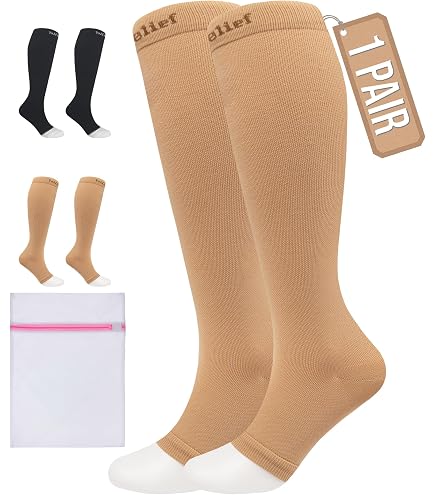 Calcetines De Compresión Ofa Gilofa 2000 - Algodón Beige - Talla 36-38 - Para Viajes Y Trabajo - Mejora Circulación