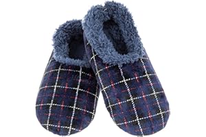 Snoozies! Men's Velour Fleece Lined Men’s House Slippers - Super Soft with Non-Slip Sole - sizes from 6-11