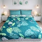 FOCARIS Home Duvet Cover 135 cm Printed Reversible + 2 Pillowcases 3 Piece Set Duvet Bed 135 cm Exclusive Design Rainforest 2