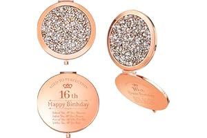 Bolosa 16th Birthday Gifts Girl, Sweet 16 Gifts for Girls, Rose Gold Pocket Compact Mirror, 16 Years Old Present for Sisters, Friends, Daughter, Granddaughter