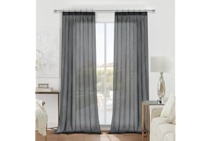 MRTREES tende con fettuccia per binario trasparente tende salotto moderne 2 pezzi soggiorno eleganti 140 x245 cm, Tre metodi di utilizzo