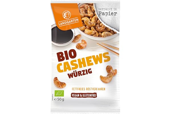 Landgarten Bio Tamari Cashews, kryddig (6 x 50 gr)