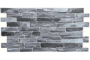 I K H E MALARKA Pannelli 3D in PVC effetto pietra, 15 m², 35 pezzi, pannelli da parete, soffitto in PVC, 90 x 48 cm (grigio CPVC01)