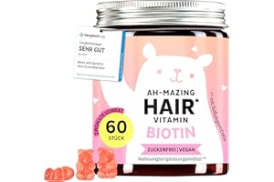 Biotin Hochdosiert Gummibärchen - Zuckerfrei - Haarvitamine für normales Haarwachstum mit 5000 μg Biotin - Haut Haar Nägel Ko