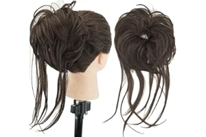 IMISSU 2PZ Chignon disordinato per capelli Updo Scrunchies lunghi Avvolgere la coda di cavallo ondulati parrucchieri fascia (2PZ Marrone cioccolato)