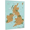 Scratch Off Map UK and Ireland A2 Travel Planner Poster with Illustrated Landmarks by Uncover Maps - Unique Camper Van Accessory, Classroom Map or Wall Art Gift