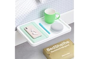‎BEDSHELFIE BedShelfie Nachttisch für Etagenbett und Boxspringbett, Bettablage für WG-Zimmer, Betttablett schwebend, Bettablage zum Einhängen – Minimalist 2.0 Holz weiß