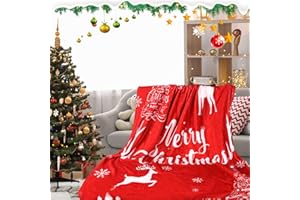 TSLBW Wesołych Świąt Bożego Narodzenia, rzucanie łosia, choinka, płatki śniegu, Sherpa, flanelowy, polarowy, miękki, puszysty, ciepły koc na kanapę, koc do oglądania telewizji, na Boże Narodzenie, urlop,