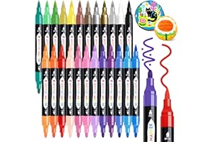 TBC The Best Crafts 24 Colors Dual Tip Acrylic Paint Markers,Waterproof, Non-Toxic, odorless, Suitable for Paper, Pottery, Stones, Backpacks, Glass, Eggs, Fabrics, Plastics, handicrafts