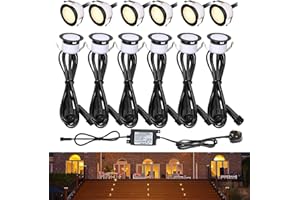 GEYUEYA Home LED Decking Lights Warm White,Ø31MM led Plinth Lights Kit Recessed Outdoor Deck Light Kits for Terrace/Patio/Path/Deck/Garden-12 Pack