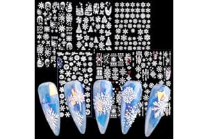 COLOFALLA 6 Blatt Nagelsticker Selbstklebend Weihnachten Nagelaufkleber Schneeflocken Weiß Weihnachtsbaum DIY Nagel Kunst Deko Nail Art Aufkleber Sticker Weihnachtsgeschenke Accessoires für Weihachten Winter