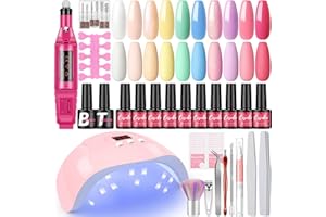 COSCELIA Kit Manicura Uñas Semipermanentes 10 Colores Gel con 36W U V/LED Lámpara Kit Uñas Semipermanentes en Gel Completo Uñas Regalos Principiantes
