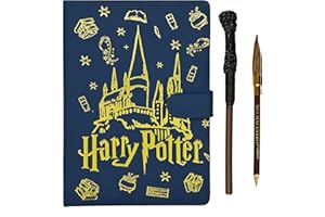 Undercover - Set di quaderni Harry Potter A5 – chiusura magnetica, 80 fogli di carta FSC, penna magica e matita a forma di scopa – Elegante set di scrittura per appunti e creatività