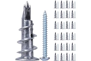 NASHRIO 25 tasselli per cartongesso autoforanti in metallo con viti, tasselli in cartongesso, mattoni