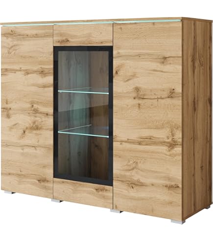 Buffet 4 Portes 4 Tiroirs En Bois De Pin Recyclé Gris Anthracite L210 Ionesco 249933