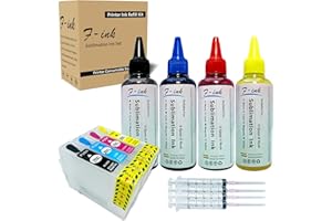 F-ink Sublimation Ink Kit 400 ml Compatible with Epson 29 or 29XL Ink Cartridges, Sublimation Ink Works on Cups/Polyester T-Shirts/Phone Cases etc.