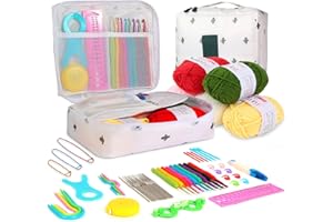 NOHON Nutgun Crochet Hooks Set,Crochet Kits for Beginners Adults,Knitting Starter Kit for Adults,Includes Metal Crochet Hooks,Crochet Yarn Balls,Needles,Case and Knitting Accessories,Crochet Starter Kit
