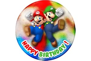 SWEET-DECOR.DE Essbare Tortenaufleger - Tortenaufleger Geburtstag - Tortendeko Super Mario - Geburtstagskuchen Deko aus Fondant - Rund 20 cm - Esspapier Tortendeko - Tortenaufleger Super Mario - Cake Decoration