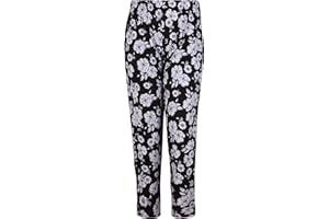 WearAll Women's Plus Floral Trousers Ladies Print Elasticated Waist Full Length Pants 14-28
