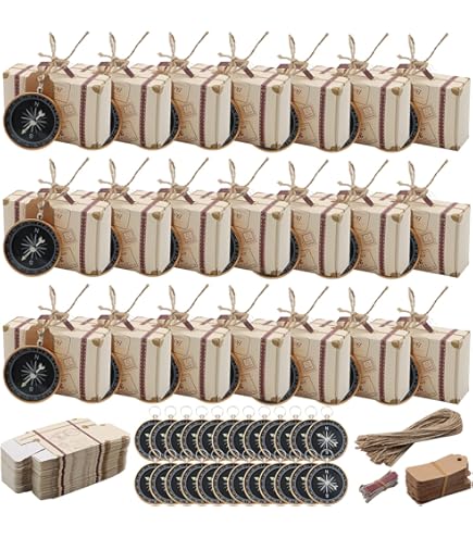 Set 50 Scatoline Bomboniere Tema Viaggio - Con Portachiavi Aereo E Biglietti - Foto 5