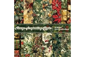 Npcswxq 24Blätter Scrapbook Papier Weihnachten 15×15cm, Dekoratives Craft Paper für Die Kartengestaltung,Scrapbooking,Fotoalbum,DIY-Dekoration,weihnachten basteln Geschenkverpackung