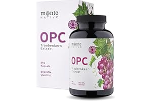 ‎MONTE NATIVO OPC Traubenkernextrakt Monte Nativo | 240 Kapseln, 800mg Extrakt mit 528mg OPC pro Tag | Vegan | OPC Kapseln - aus französischen und italienischen Weintrauben | OPC Kapseln hochdosiert | Herg. in DE