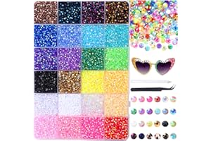 JOLCEEY 30000pcs Nail Art Rhinestones, 24 Colors 3mm Flat Back Nail Gems Crystals Nail Rhinestones Bedazzling Kit with Pick Up Tweezers and Pen for DIY Crafts Clothes Shoes