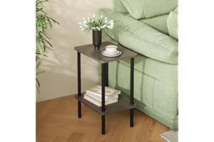 APICIZON 2-Poziomowy Stolik Pomocniczy, Wąski Stolik Boczny do Salonu, 40 x 30 x 52 cm, Mały stolik nocny z Miejscem do Przechowywania, Szarego