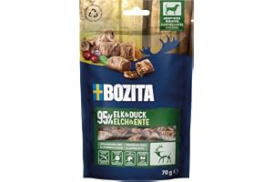 Bozita Meaty Bites hundsnacks med 95% älg och anka – 70 g spannmålsfritt hundgodis utan kyckling och glycerin – läckra hundgo
